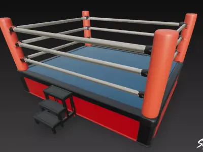 Boxing Ring Red Corner Low-poly 3D model
