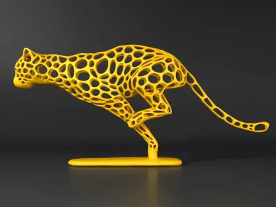 Cheetah Sprinter Wireframe Low-poly 3D model