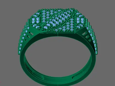 Gents Rings Diamond Men Ring STL 3DM 3D ready print model 3D print model