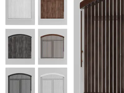Wooden blinds and arched window 3D model