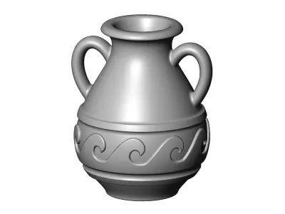 Wave pattern vintage urn and vase 3D print model