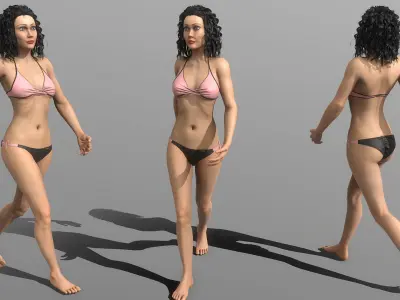 rigged low poly model of woman  Low-poly 3D model