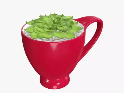 Plant in cup decorative 3D model