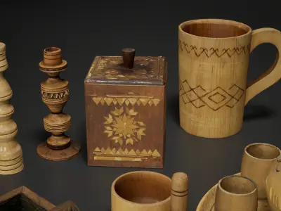  Wooden Props Pack - UE5 and Blender Low-poly 3D model