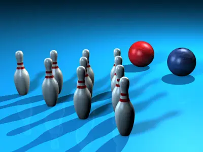 Bowling set ball and pins 3D model