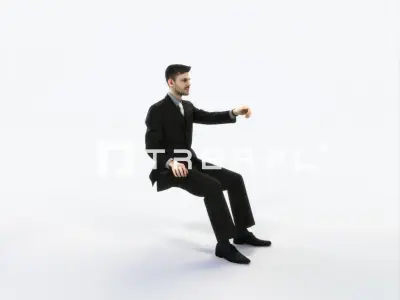 Posture 20B Driver Driving Sitting Elegant Business Man Low-poly 3D model