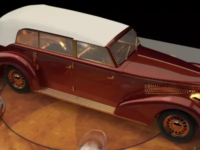 Chinese gold ingot with classic car 3D model