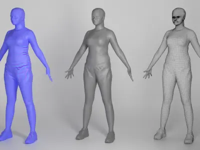 Pretty young woman in A-pose 279 Low-poly 3D model