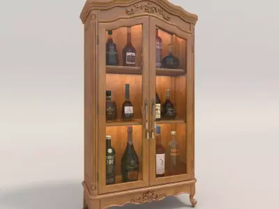Classic European style Wine Cabinet 3 3D model