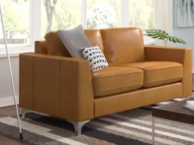 Shupe Leather Match Square Arm Loveseat - 3 colour 3D model