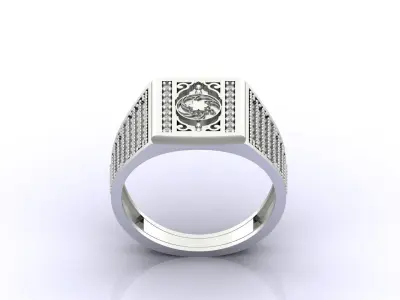 Print Ready STL 3DM  Gents Rings Diamond Men Ring  3D print model 24
