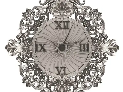 Classic Wall Clock 010 Chrome Low-poly 3D model