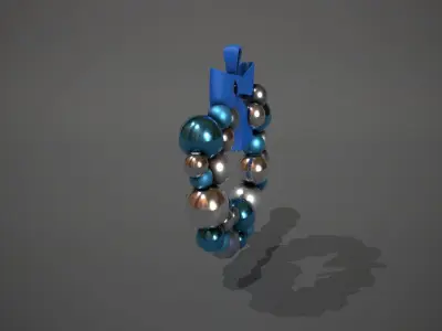 Blue and Silver Christmas Bauble Wreath Low-poly 3D model