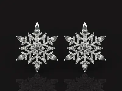 Christmas snowflake earrings 1041 3D print model