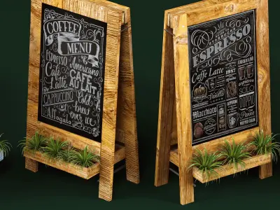 restaurant chalkboard 05 plants 3D model