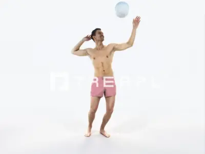 Virtue 04I Beach Serving Sports Man Low-poly 3D model