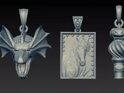 Majestic Dragon Head Pendant and antique files 3D print model