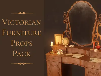 Bedroom Furniture Props Pack Low-poly 3D model