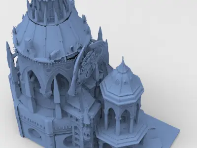 Steampunk Medieval Tower Grand 4 3D model