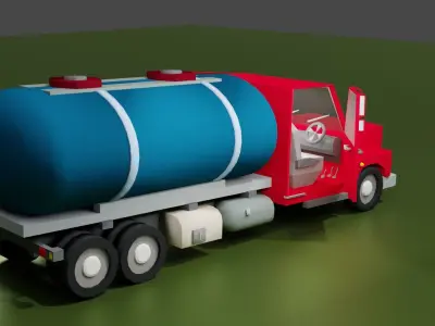 Oil tanker truck Low-poly 3D model