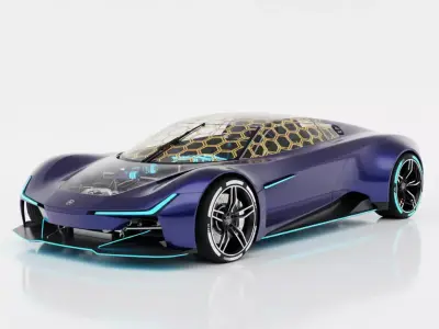 Futuristic Hypercars 002 Game-Ready and 3D Print Solid Mesh  Low-poly 3D model