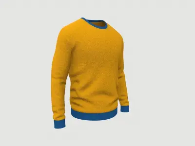 Sweater Full Sleeves Yellow Low-poly 3D model