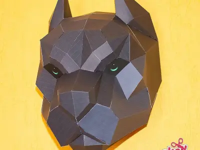 Pitbull Head Low-poly 3D model