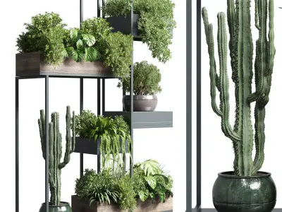 Collection Outdoor Indoor plant stand metal wood vase 3D model