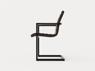 House Dining Chair Vintage Artificial Leather Dark Brown Low-poly 3D model