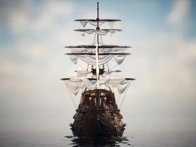 Galeon Ship low-poly Game-ready Low-poly 3D model