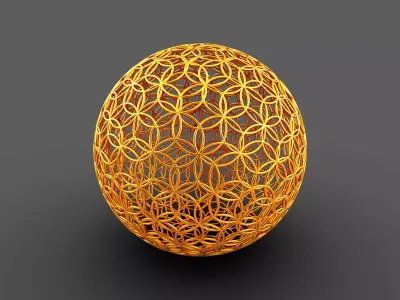 Geodesic Sphere with Circle Pattern flower of life like  3D model