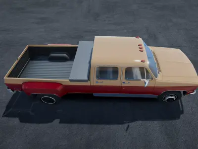 Crew cab pickup truck Unity 3d asset Low-poly 3D model