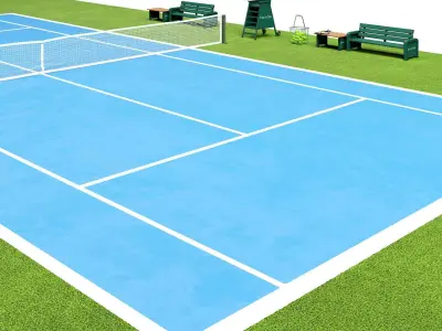 Tennis court Low-poly 3D model purchase