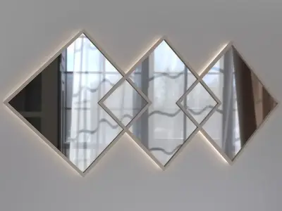 Modern Geometric Wall Mirror  Low poly 3D models 3D model
