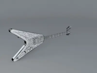Michael Schenker singnature flame v guitar Free 3D model