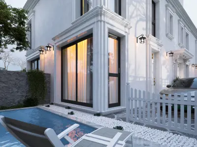 Old view columned villa 3D model