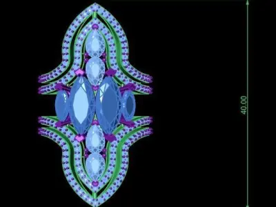 Elegant ring with marquise and pear gemstones 3D print model