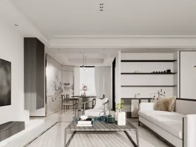 chinese living room dining room interior scenes 16 3D model