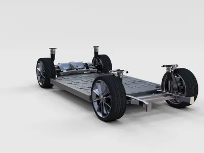 Tesla Model S 2016 Silver with interior and chassis model 3D model