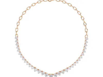 Luxury Heart Diamond Scallop Necklace Jewellery CAD 3DM STL 3D print model