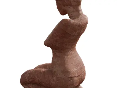  Seated Mummy Clay Statue Low-poly 3D model