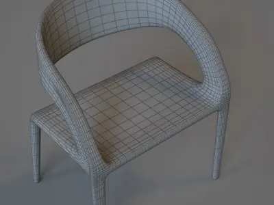 LOW POLY Burgundy Wood Chair Free Free 3D model
