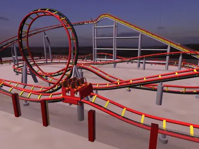 roller coaster 3d model Low-poly 3D model
