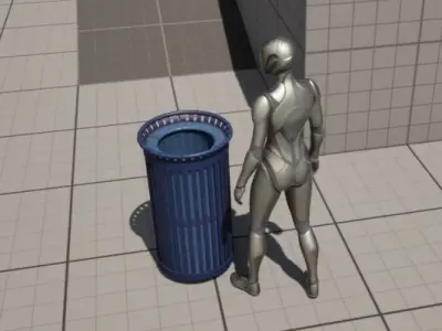 Blue City Trash Can Free low-poly 3D model