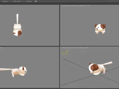 Cartoon white cat lying down Low-poly 3D model