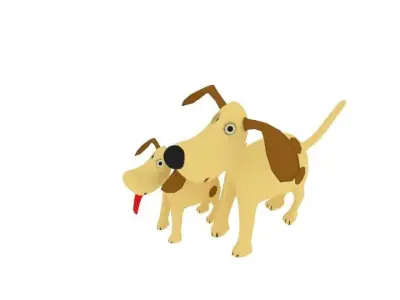 Dog Cartoon Character Low-poly 3D model