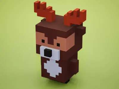 Voxel - Deer Low-poly 3D model