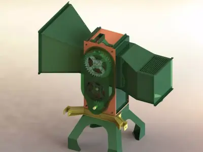 wood cutting and shredding machine 3D model