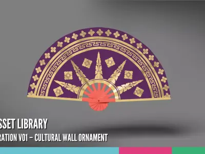 Fan Decoration V01 Cultural Wall Ornament 3D model