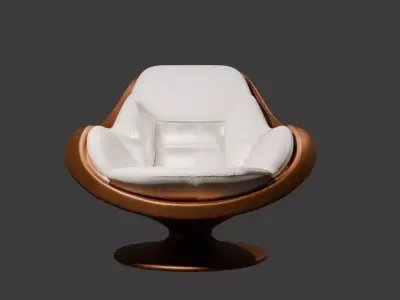 Modern Designer Leather Chair with Brown Frame - Luxury 3D model